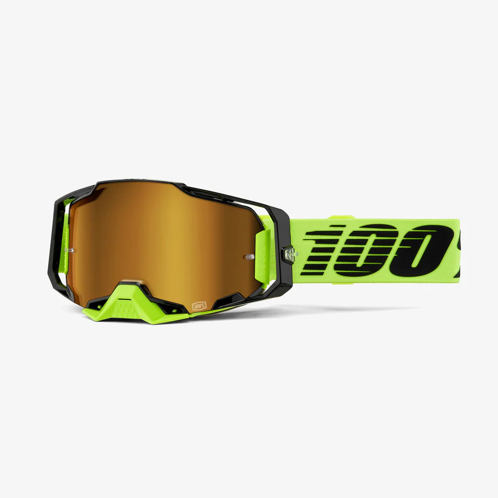 100% ARMEGA GOGGLE | NEON YELLOW - MIRROR GOLD LENS
