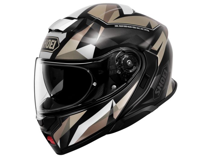 NEOTEC 3 MODULAR HELMET (FRAGMENTS TC-10) | SHOEI in a stylish black and tan geometric design.