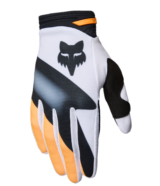 YOUTH 180 NOBLE GLOVE (Black/White) | FOX RACING, durable gloves with padded palm and breathable design.