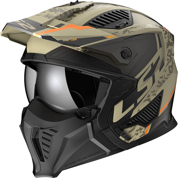 DRIFTER OPEN FACE HELMET (Devor Matte Sand) | LS2