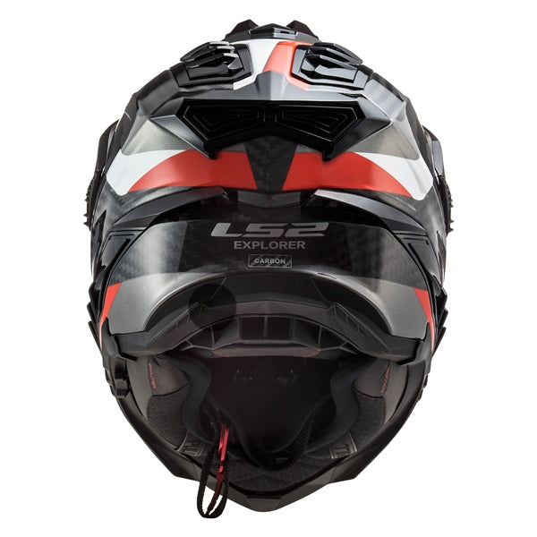 EXPLORER CARBON OFF ROAD HELMET (Glossy Titanium/Red) | LS2
