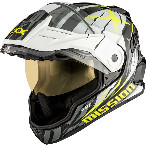 MISSION ELECTRIC HELMET (Claw - White/Grey/Lime) | CKX