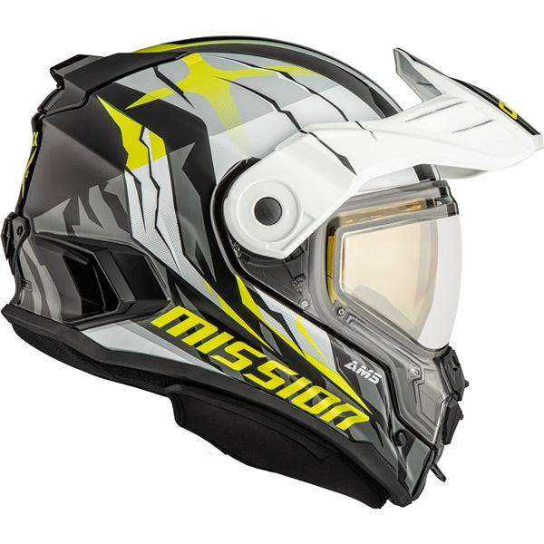 MISSION ELECTRIC HELMET (Claw - White/Grey/Lime) | CKX