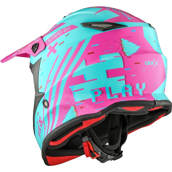 TX019Y YOUTH OFF ROAD HELMET (Error Mat Turq/Pink) | CKX