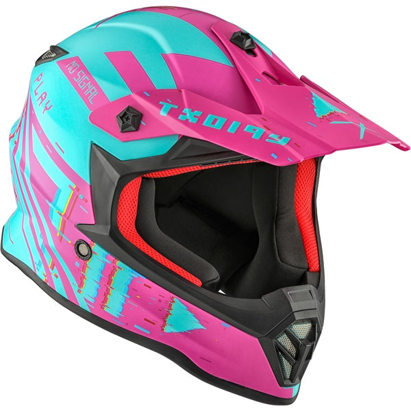 TX019Y YOUTH OFF ROAD HELMET (Error Mat Turq/Pink) | CKX