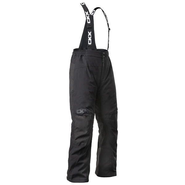 MENS JOURNEY PANTS (STEALTH BLACK) | CKX side view featuring adjustable suspenders and waterproof fabric.