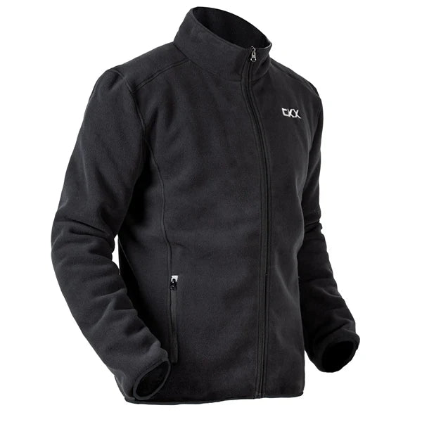 MENS FLEECE KELCY JACKET (BLACK) | CKX shown in black fleece fabric with front zipper and zippered pockets.