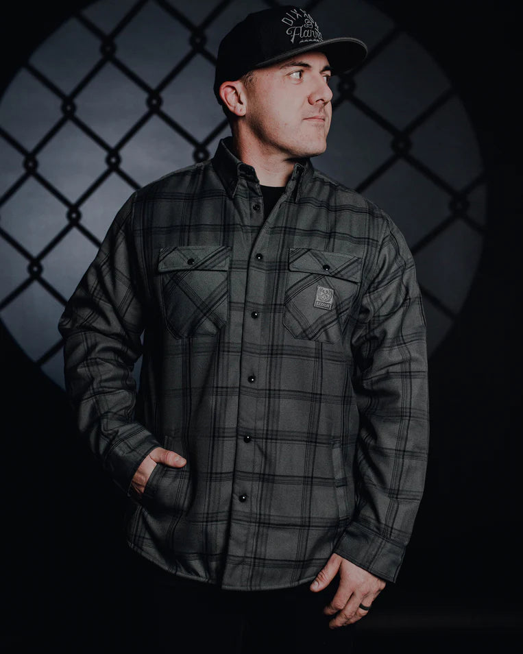 MEN'S DAKOTA SHERPA FLANNEL JACKET (Grey) | DIXXON