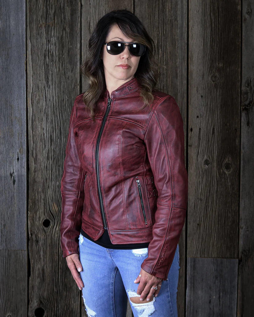 WOMEN'S BERGEN LEATHER JACKET (Oxblood) | Helgrade