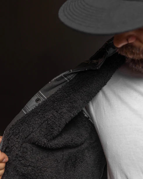 MEN'S NIGHT SHIFT SHERPA FLANNEL JACKET (Grey/Black) | DIXXON