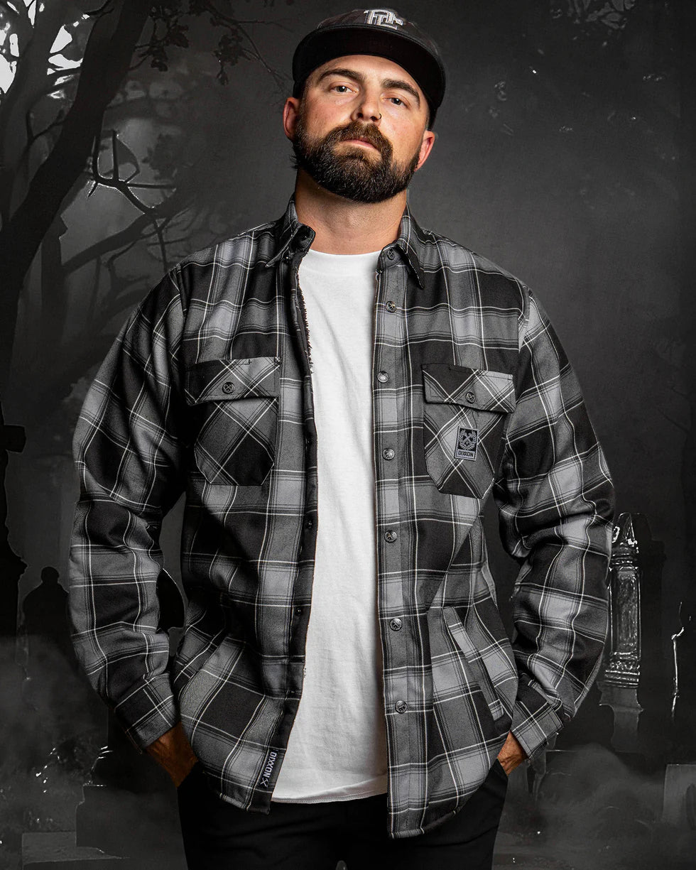 MEN'S NIGHT SHIFT SHERPA FLANNEL JACKET (Grey/Black) | DIXXON