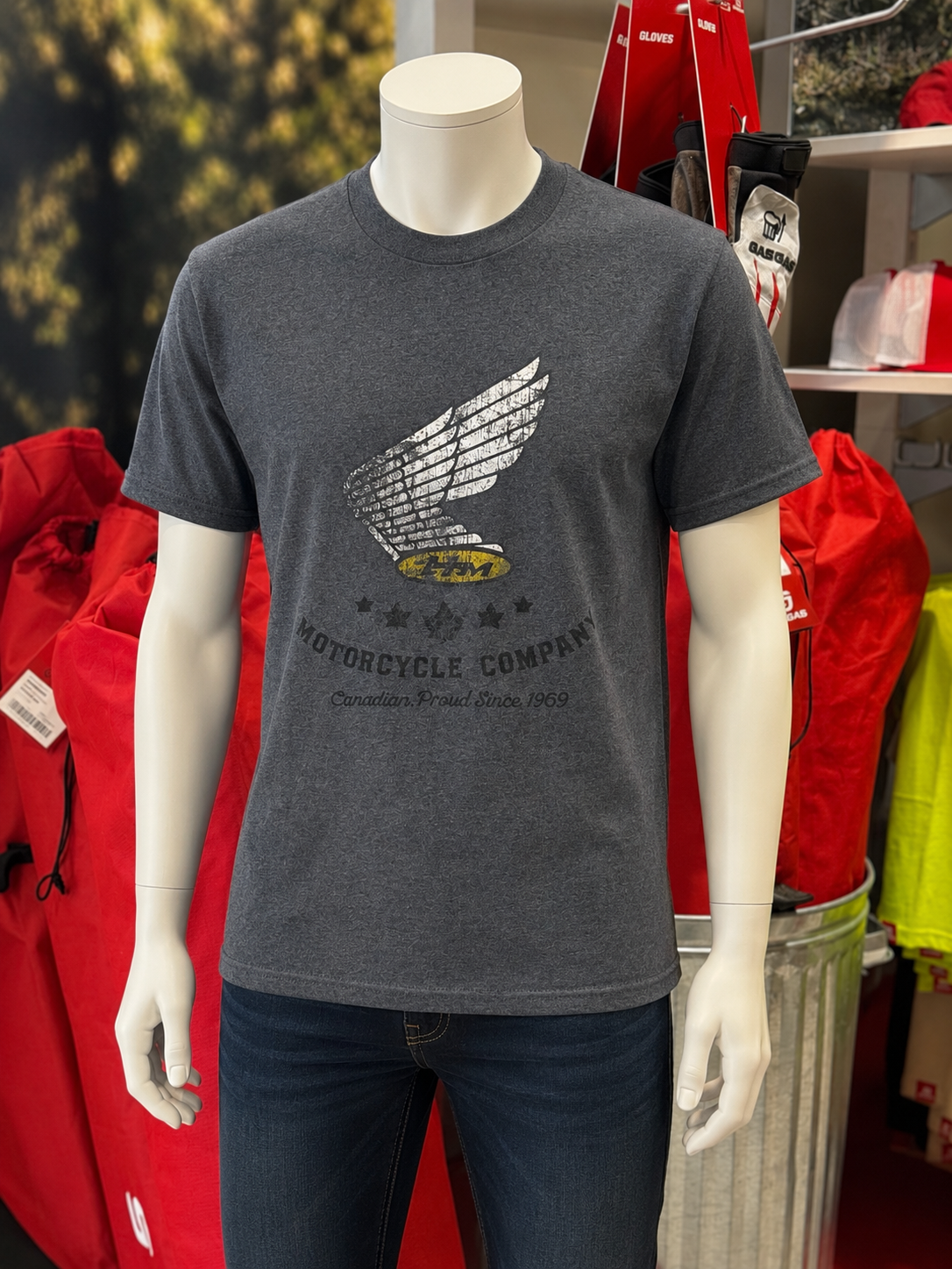VINTAGE WING EARTH WASH T (BLACK HEATHER) | HONDA