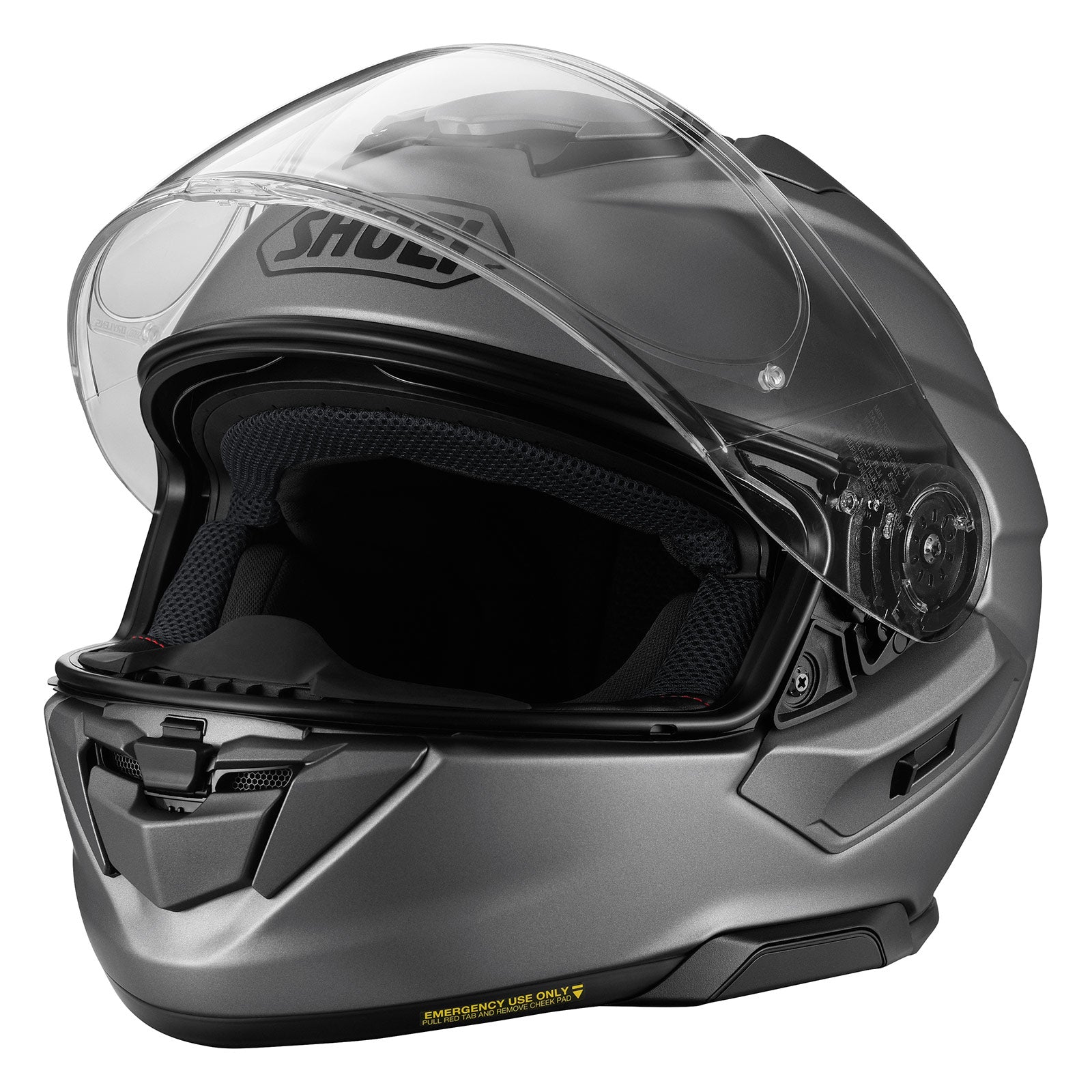 GT-AIR 3 FULL FACE HELMET (Matte Deep Grey) | SHOEI showcasing a sleek design and integrated sun visor.
