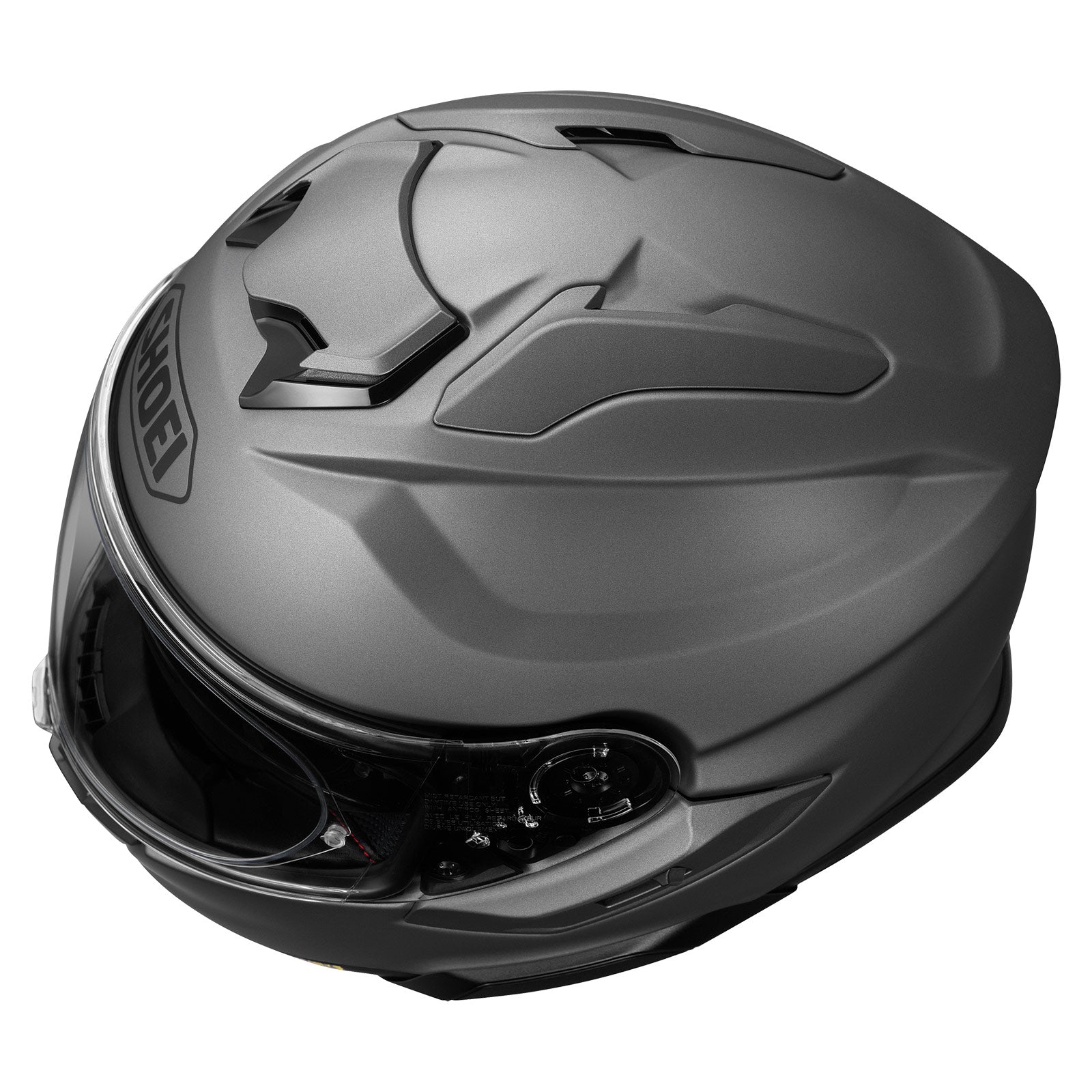 GT-AIR 3 FULL FACE HELMET (Matte Deep Grey) | SHOEI top view showcasing its sleek design and integrated sun visor.
