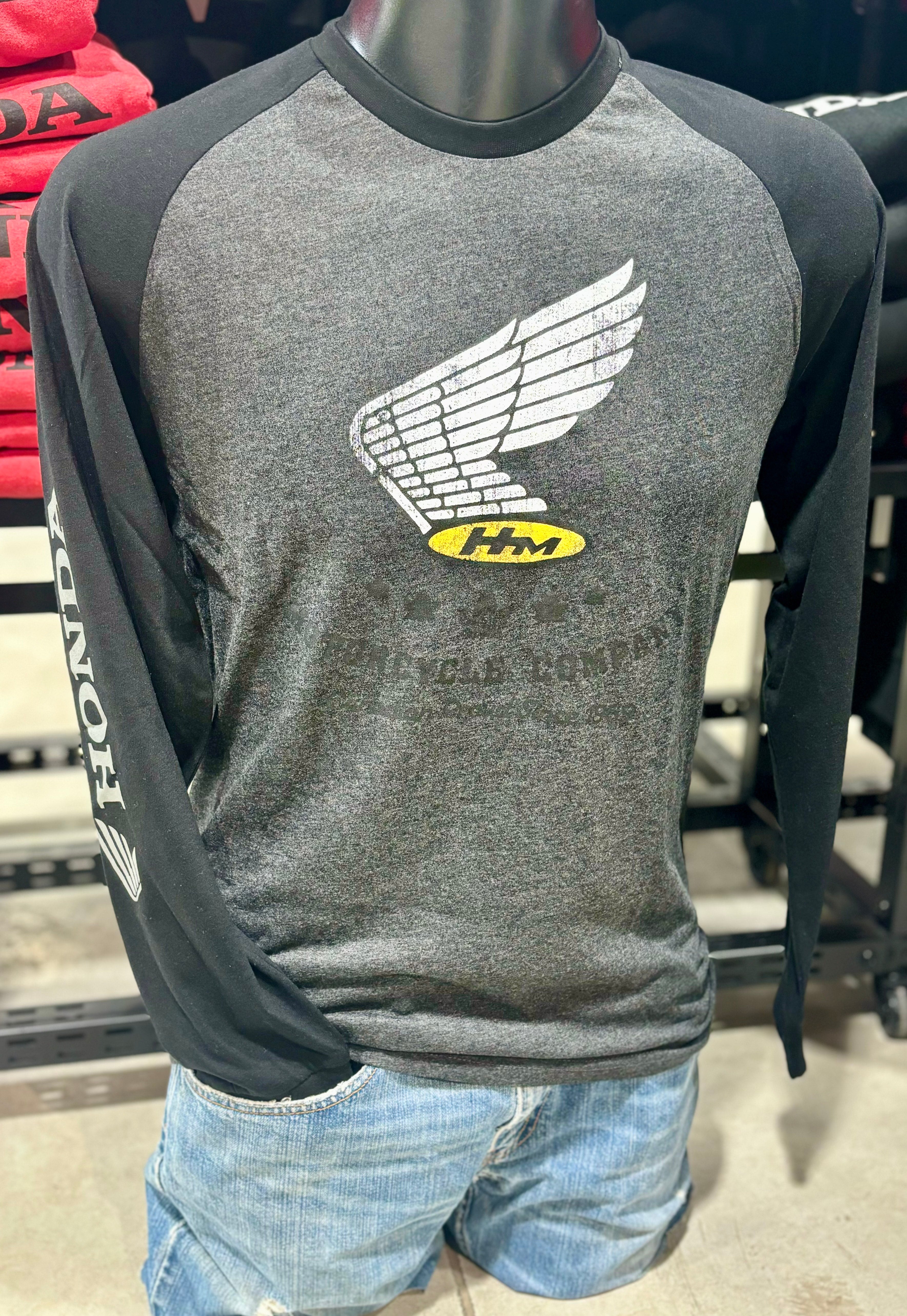 VAPOUR LONG SLEEVE T-SHIRT (Grey/Black Moto Company) | Honda