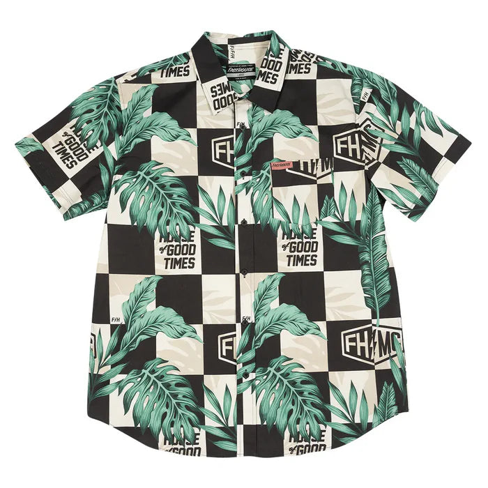 POOLSIDE SS BUTTON UP (Black/Off White) | FASTHOUSE