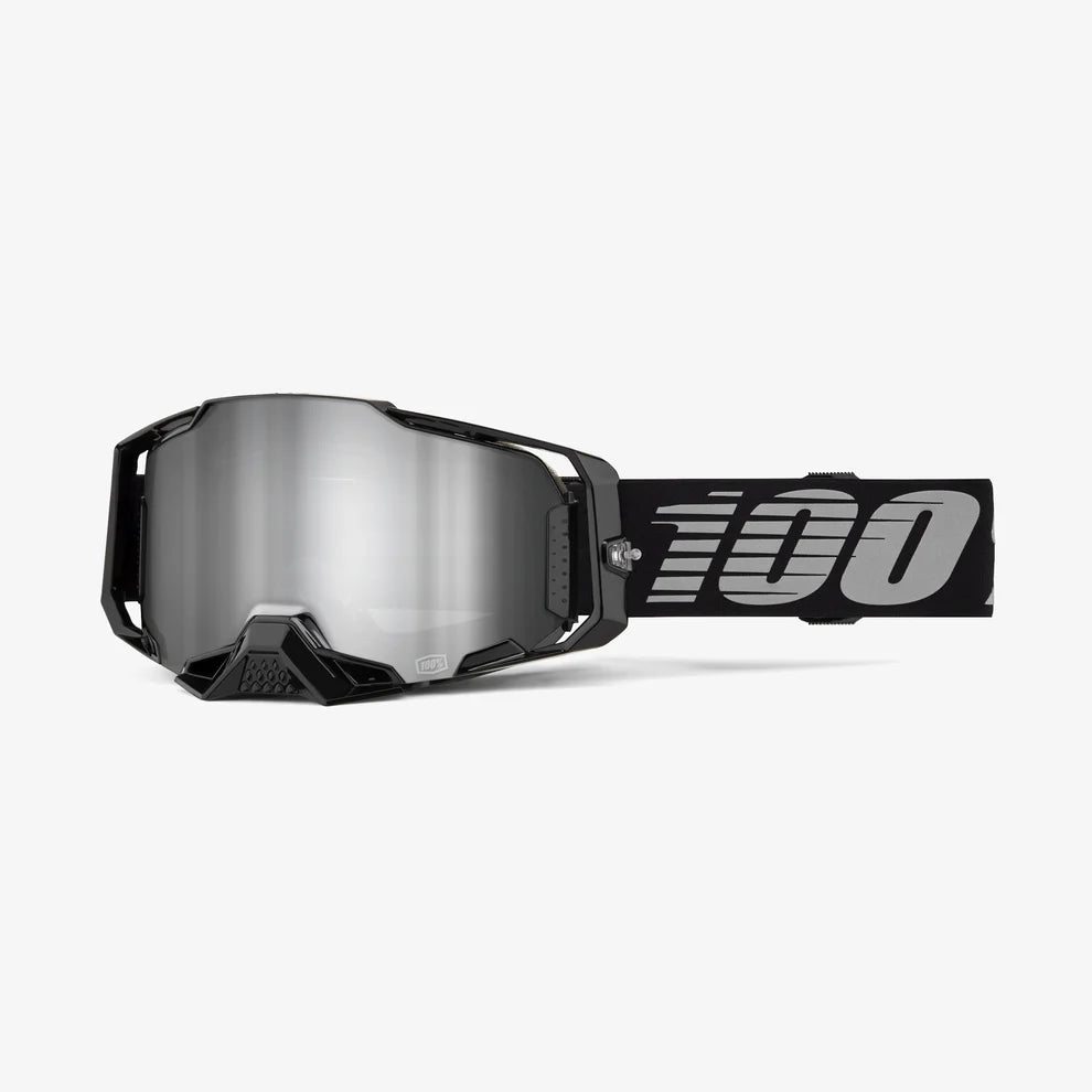 100% ARMEGA GOGGLE | BLACK - MIRROR SILVER LENS