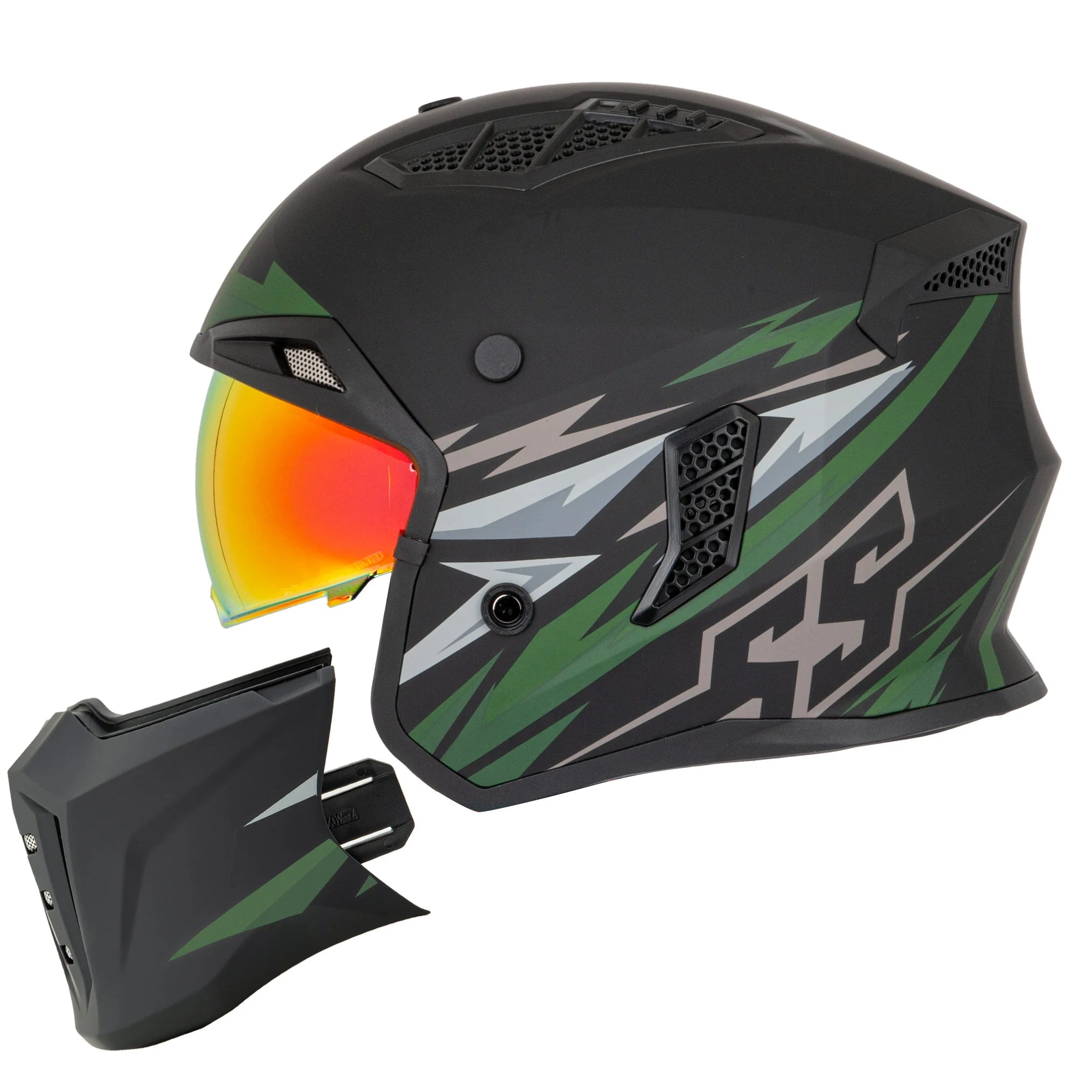 SS2450 OPEN FULL FACE HELMET (Matte Olive/Grey) | SPEED & STRENGTH