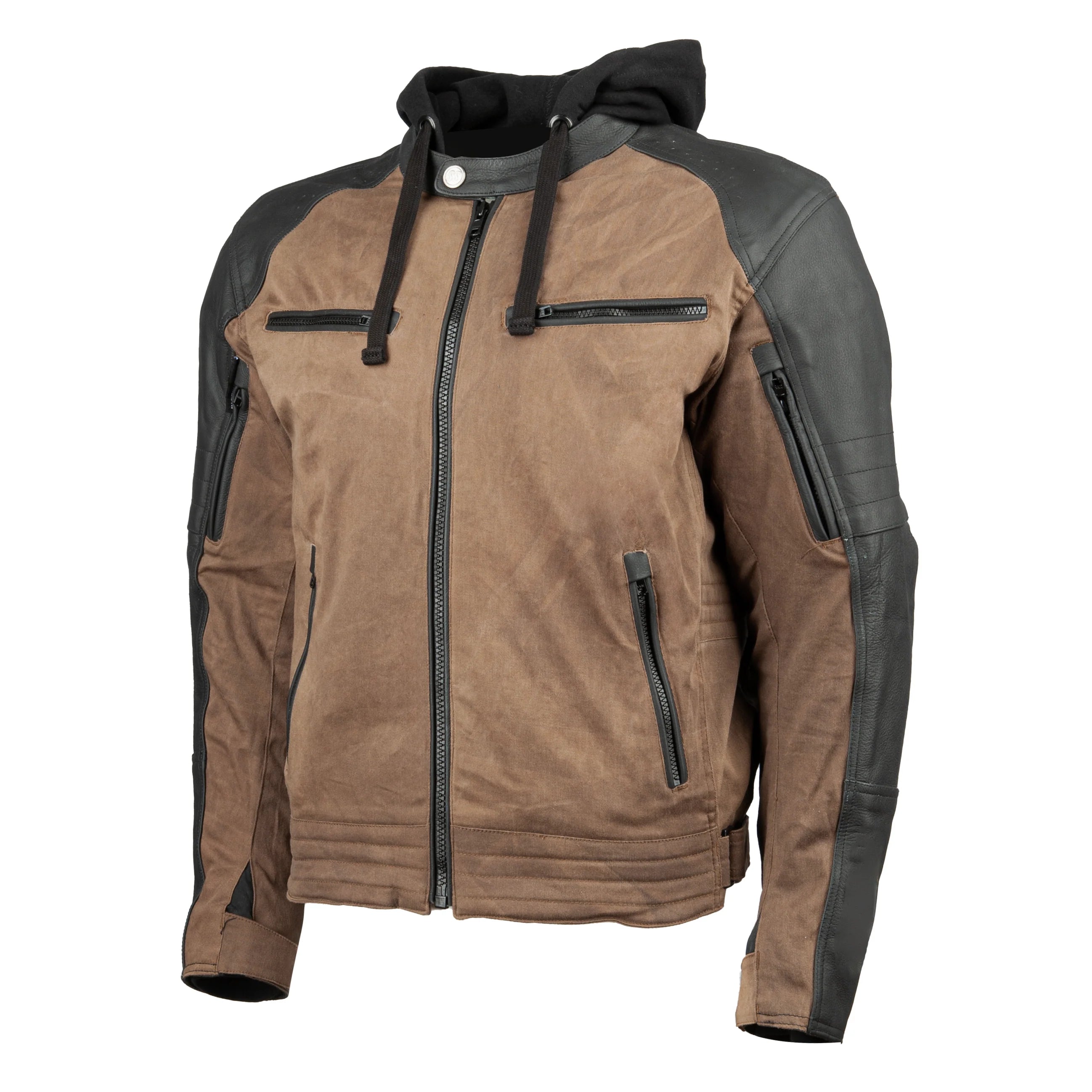 STRAIGHT SAVAGE LEATHER/CANVAS JACKET (Brown/Black) | Speed and Strength