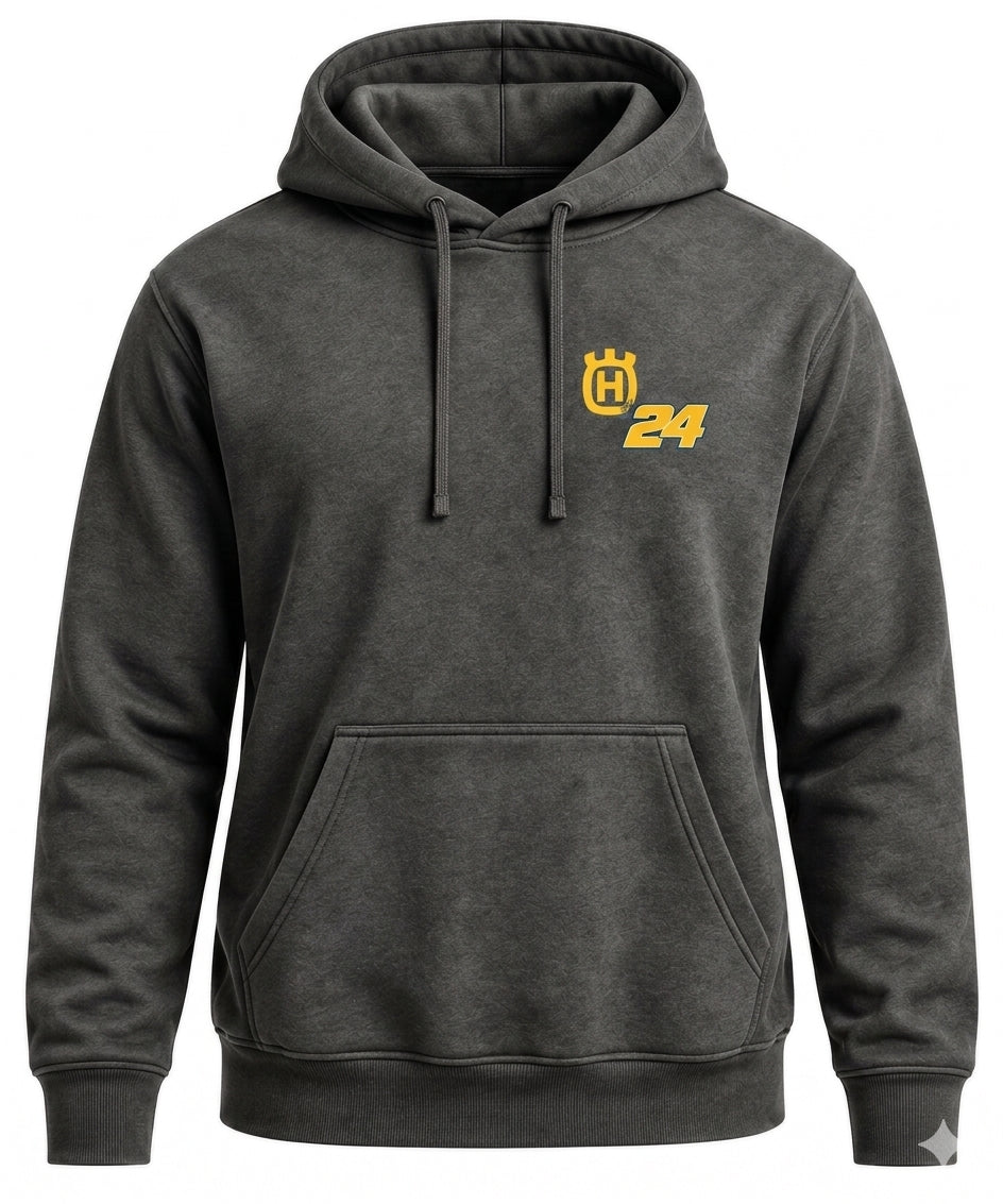 RJ THROWBACK HOODIE (CHARCOAL) | HUSQVARNA