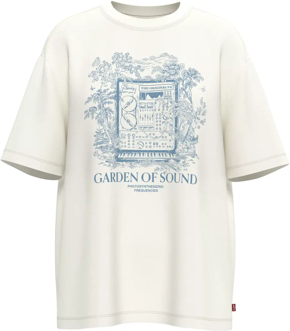 OVERSIZED ANY DAY TEE (Garden Of Sound) | LEVI'S in cream color with blue graphic design.