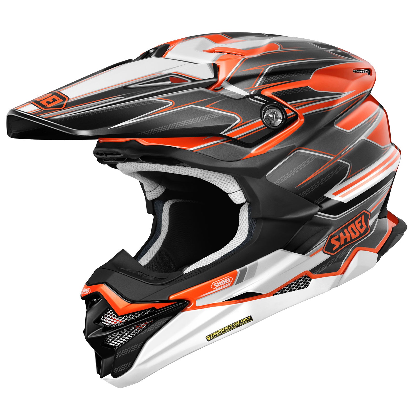 VFX-EVO OFF ROAD HELMET SPARKLE TC-8 | SHOEI side view showcasing stylish design and safety features for extreme adventures.