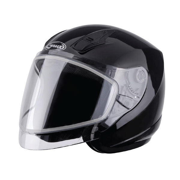 OPEN FACE 17 DOUBLE LENS SNOW HELMET (Solid Gloss Black) | Gmax