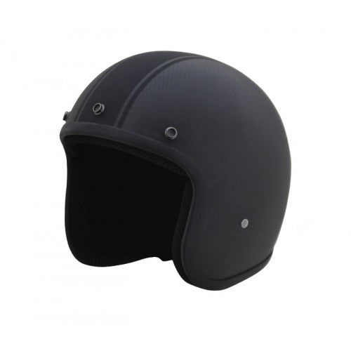 3/4 OPEN FACE CARBON FIBER (DULL BLACK W/ STRIPE) | CLASSIC HELMETS