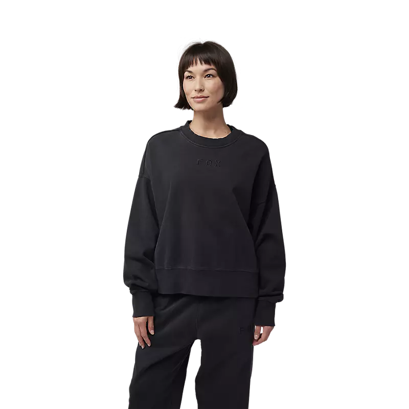 WOMEN'S WORDMARK OVERSIZED FLEECE CREW (Black) | Fox Racing
