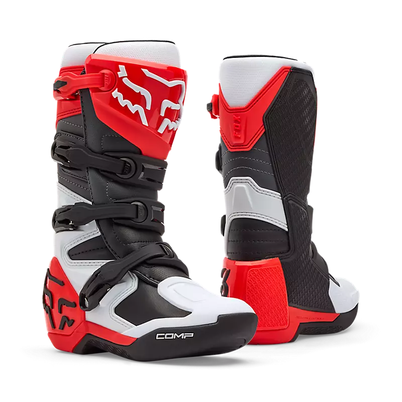 YOUTH COMP BOOT (White/Flo Red) | Fox Racing