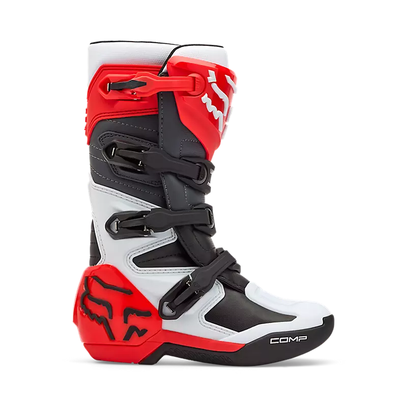 YOUTH COMP BOOT (White/Flo Red) | Fox Racing