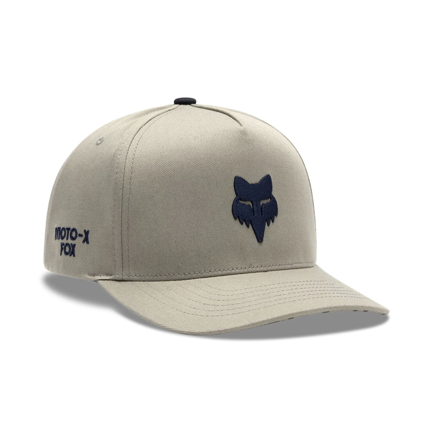 CIRCA 74 SNAPBACK HAT (ADB) in beige with Navy Fox logo and Moto-X Fox embroidered detail.
