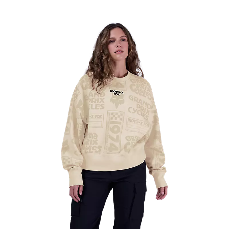 WOMEN'S CIRCA 74 OVERSIZED FLC CREW (Off White) | Fox Racing