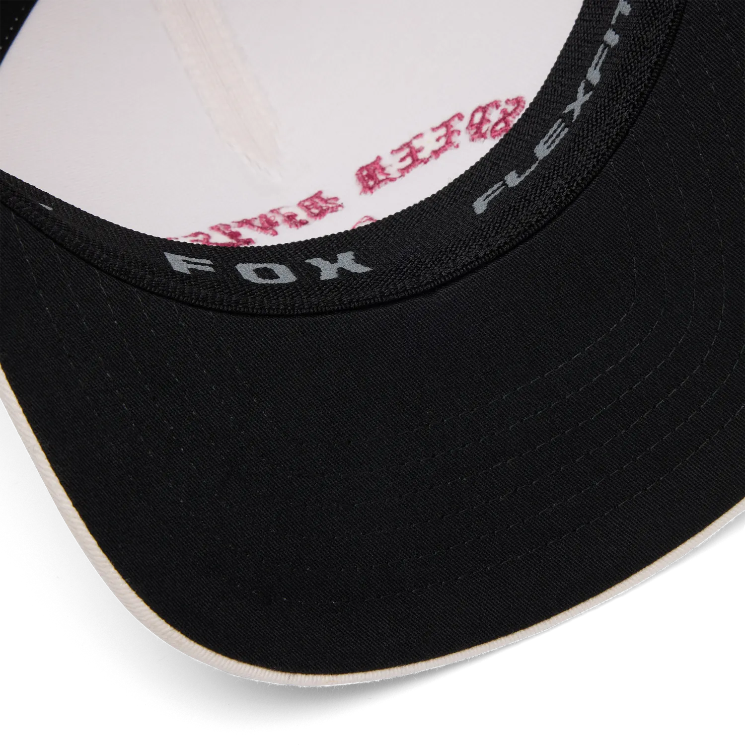 Inside view of the ICON FLEXFIT HAT (Off White) | FOX RACING showing FLEXFIT branding and curved brim design.