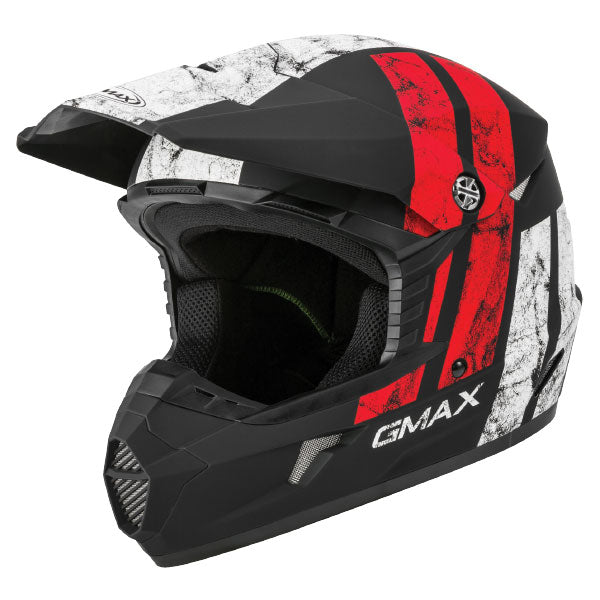 ADULT MX46 DOMINANT MX HELMET (Matte Black/ White/Red) |Gmax