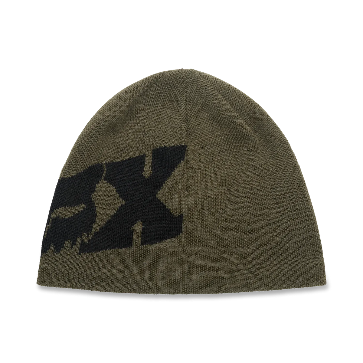 FOXHEAD X JACQUARD BEANIE (OLV GRN) | Fox Racing in olive green with black logo design.