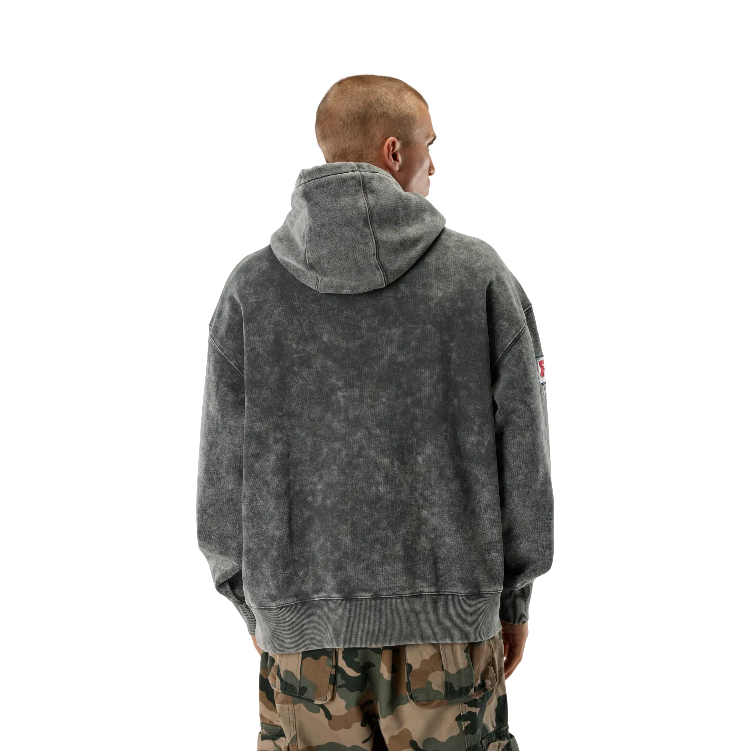 MOTO-X HEAVYWEIGHT FLC PO (DRK SHADOW) | Fox Racing showing the back view of the oversized hoodie in dark shadow.