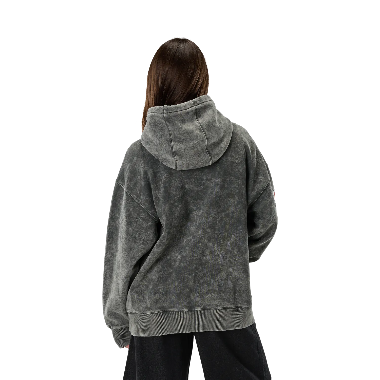 MOTO-X HEAVYWEIGHT FLC PO (DRK SHADOW) | Fox Racing oversized hoodie back view in dark shadow color.