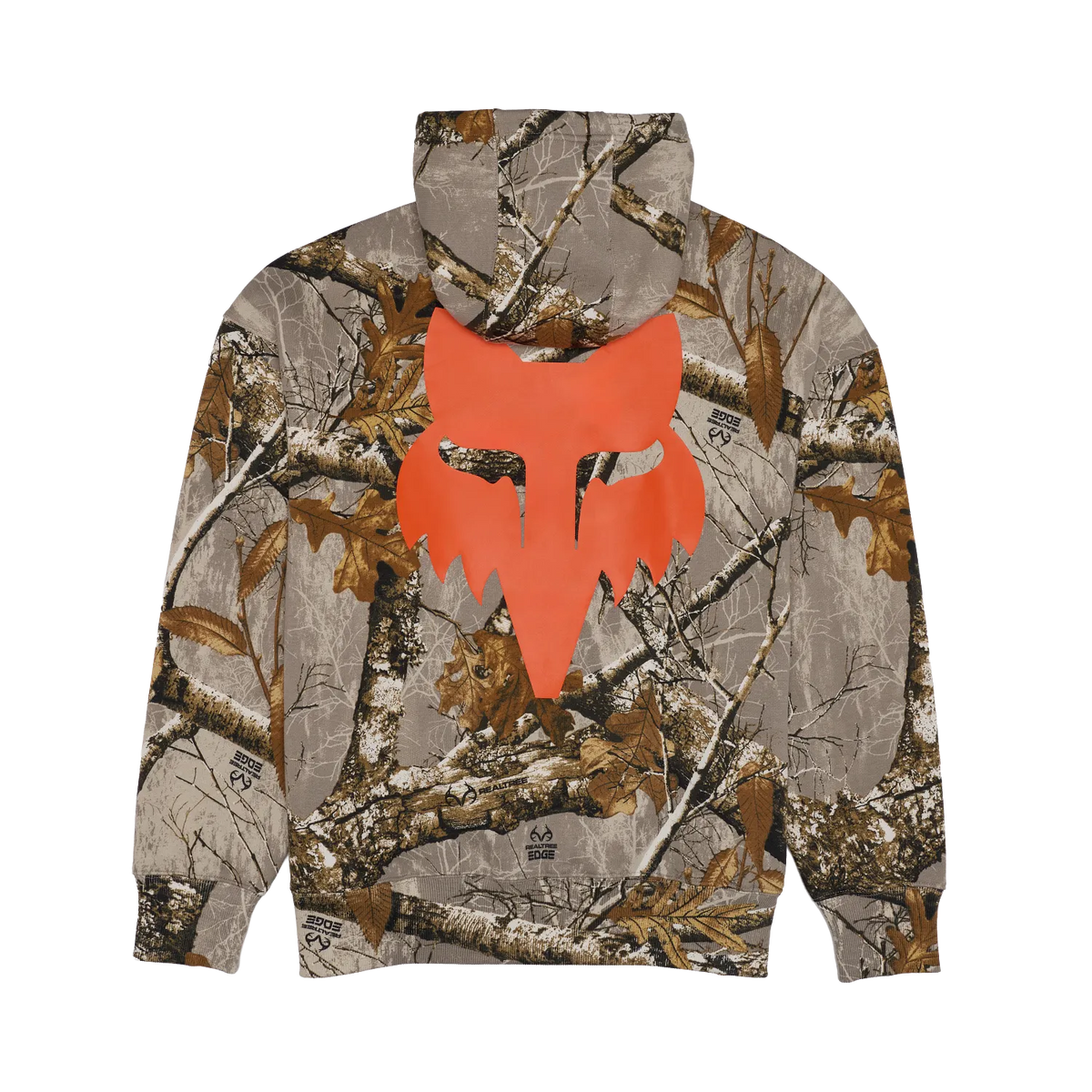 FOX REAL TREE FLEECE PO (MUL/GRN) | Fox Racing back view of pullover hoodie in Realtree camo pattern with orange logo.
