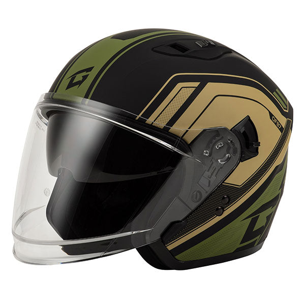 OF-87 DUKE OPEN FACE HELMET (Beige/Green) | GMAX