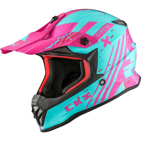 TX019Y YOUTH OFF ROAD HELMET (Error Mat Turq/Pink) | CKX