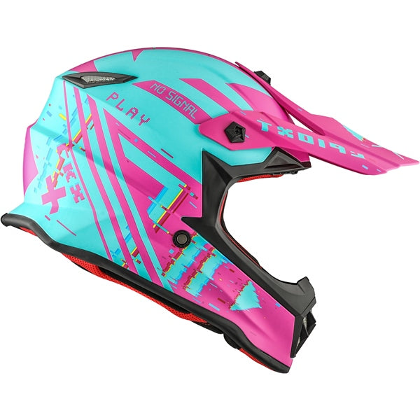 TX019Y YOUTH OFF ROAD HELMET (Error Mat Turq/Pink) | CKX