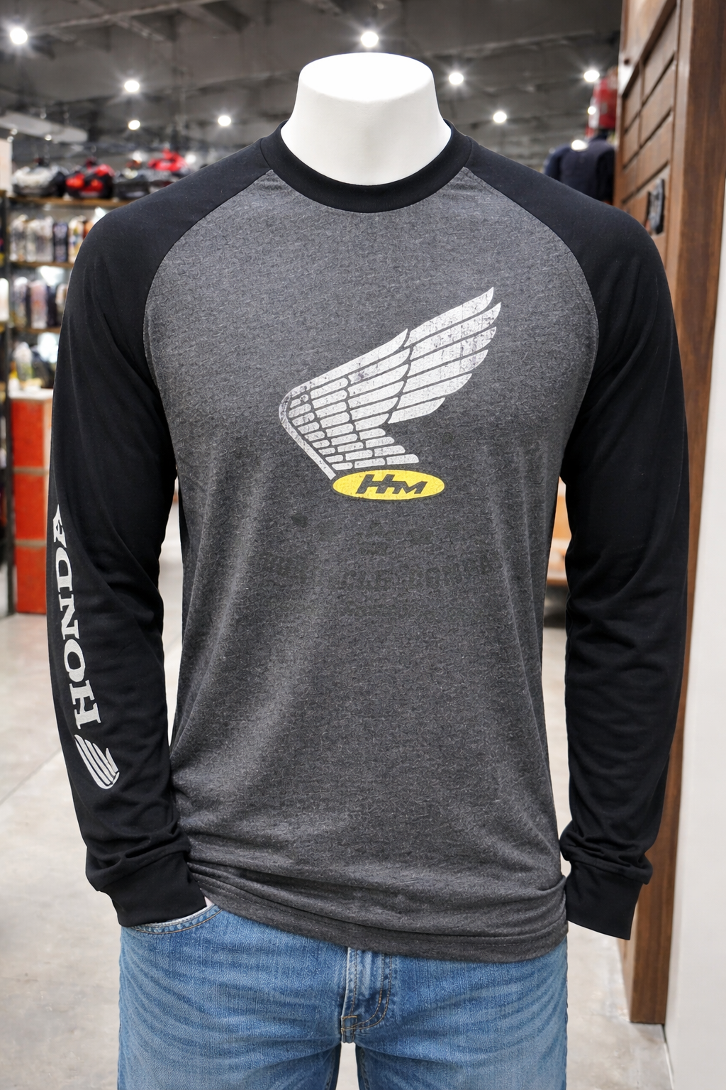 VAPOUR LONG SLEEVE T-SHIRT (Grey/Black Moto Company) | Honda