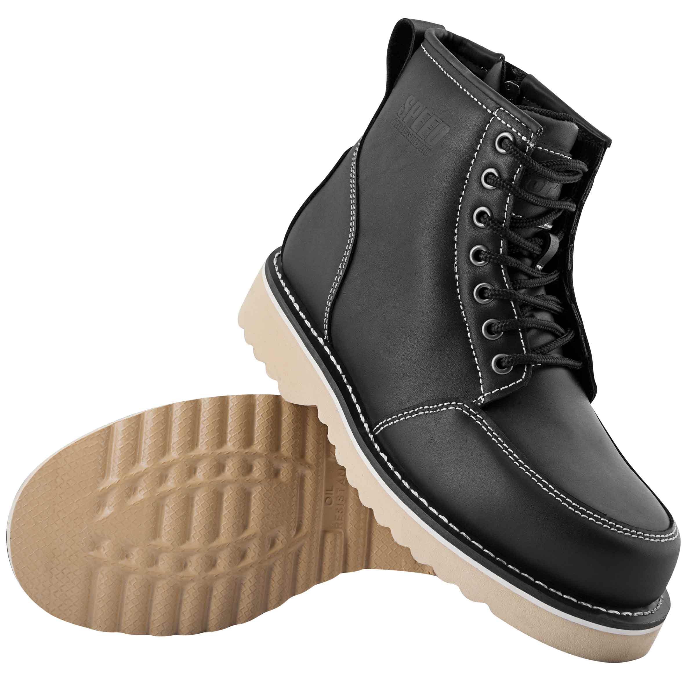 OVERHAUL MEN'S LEATHER BOOTS (Black) | Speed and Strength
