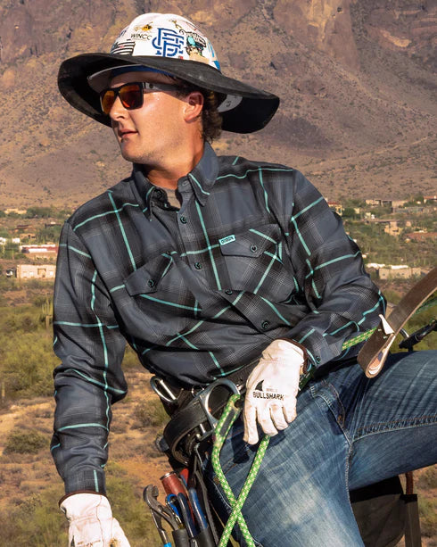 THE POWERLINE FLANNEL (Grey/Blue) | DIXXON