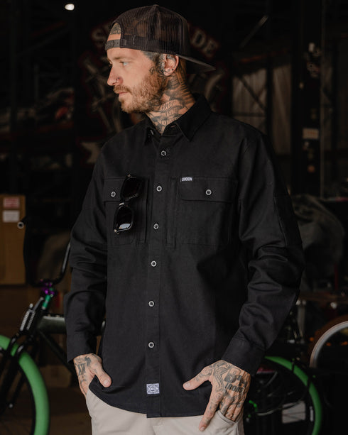 MEN'S LONG SLEEVE WORKSHIRT (Black) | DIXXON