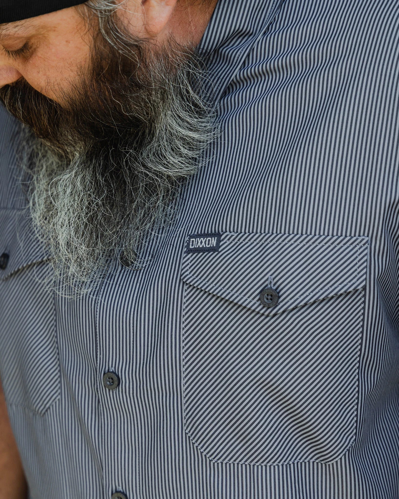 MEN'S WORKFORCE SS SHIRT (Navy/Grey Striped) | DIXXON