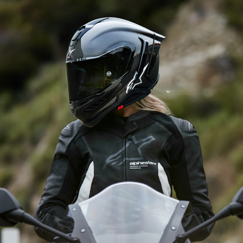 S-R10 SOLID CARBON HELMET (Glossy Black Carbon) | ALPINESTARS