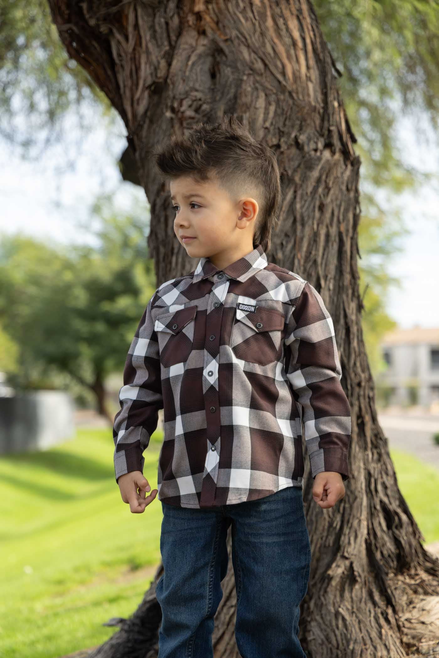 YOUTH ROUGHRIDER FLANNEL (Brown/White) | DIXXON