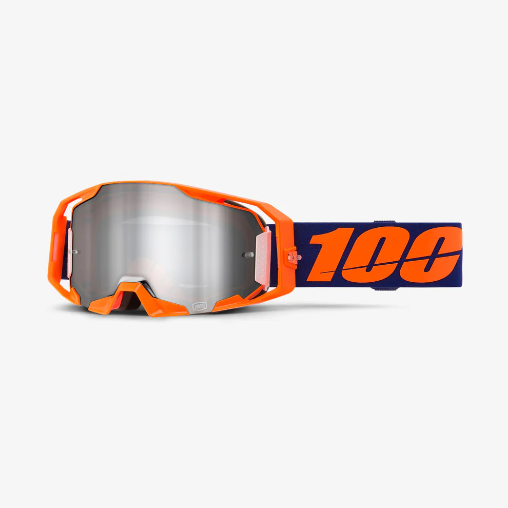 100% ARMATIC GOGGLE NEON ORANGE - MIRROR SILVER FLASH LENS